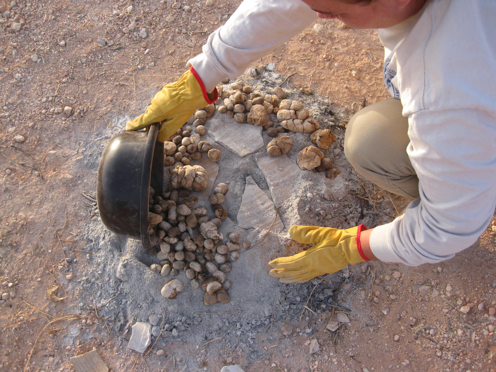 Experimental Bonfirings of Pottery with Camel Dung Fuel, Jordan, July